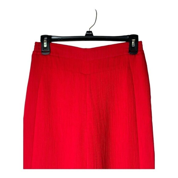 Palmer Harding Pants Women 2 Red Crinkled Fabric Elastic Waist Silence Wide Leg - Picture 5 of 11